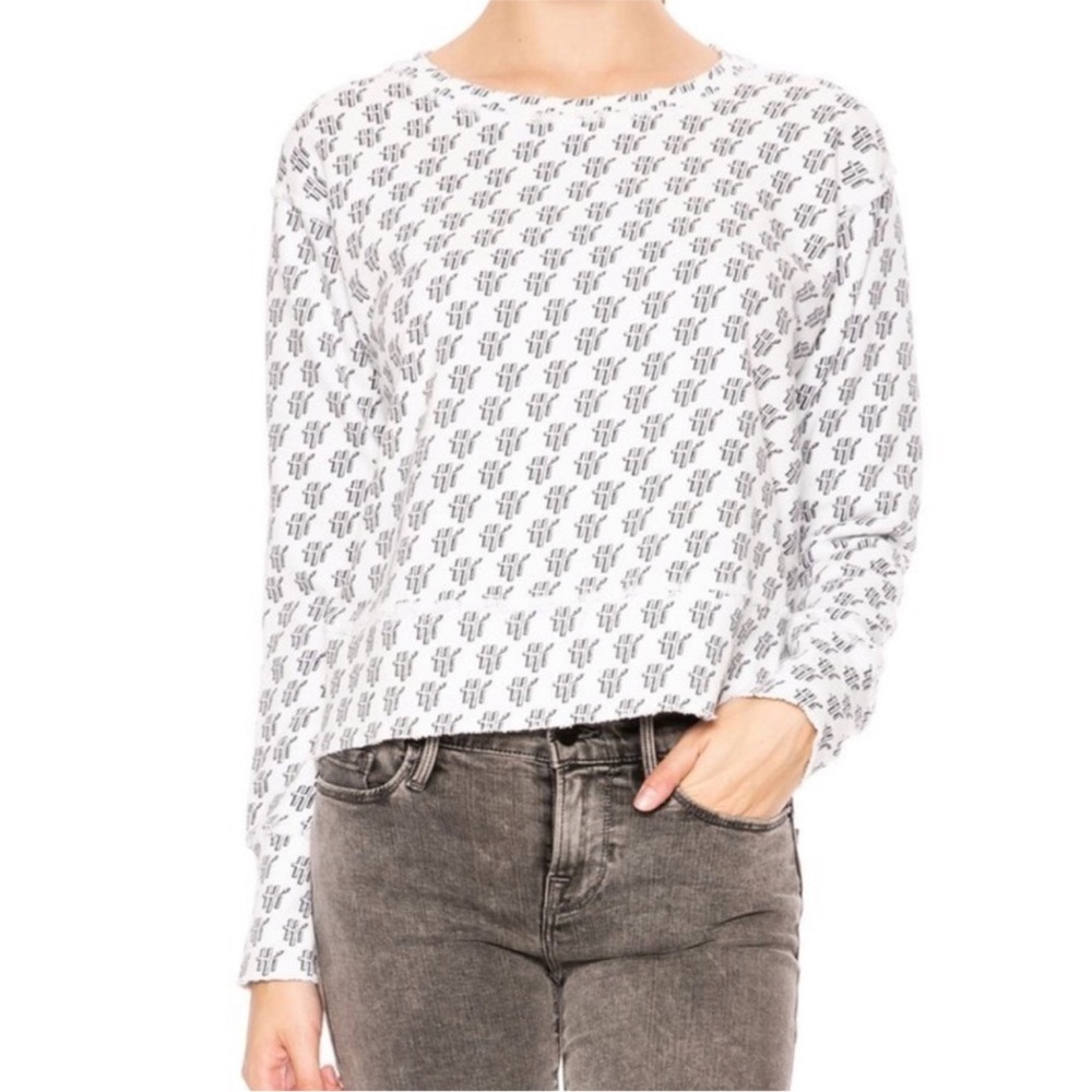 Frank & Eileen Tee Lab Hi Digital Print Sweatshirt Crew Neck White Size M Preppy